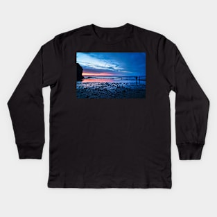 Beautiful Sunset Beach - Coastal Scenery At Night Kids Long Sleeve T-Shirt